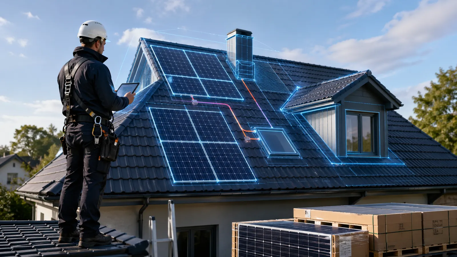 Solar installation planning with AR overlay